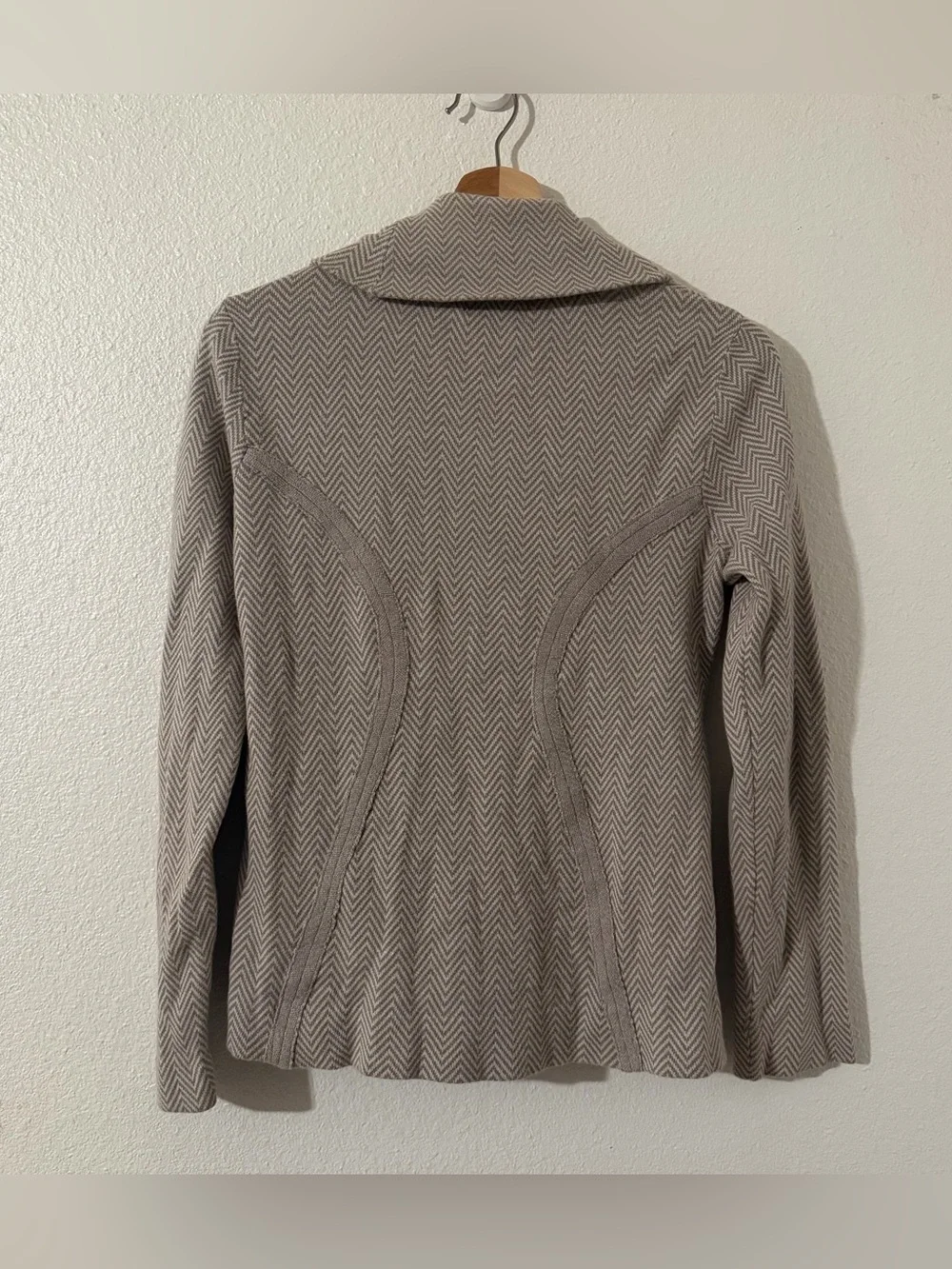 Anthropologie Rosie Neira Herringbone Knit Blazer 88% Cotton Size Large